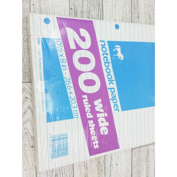 Vintage Mead Wide Ruled Lined Paper 1987 200 Sheets Sealed 10.5X8in USA Made - Picture 3 of 4